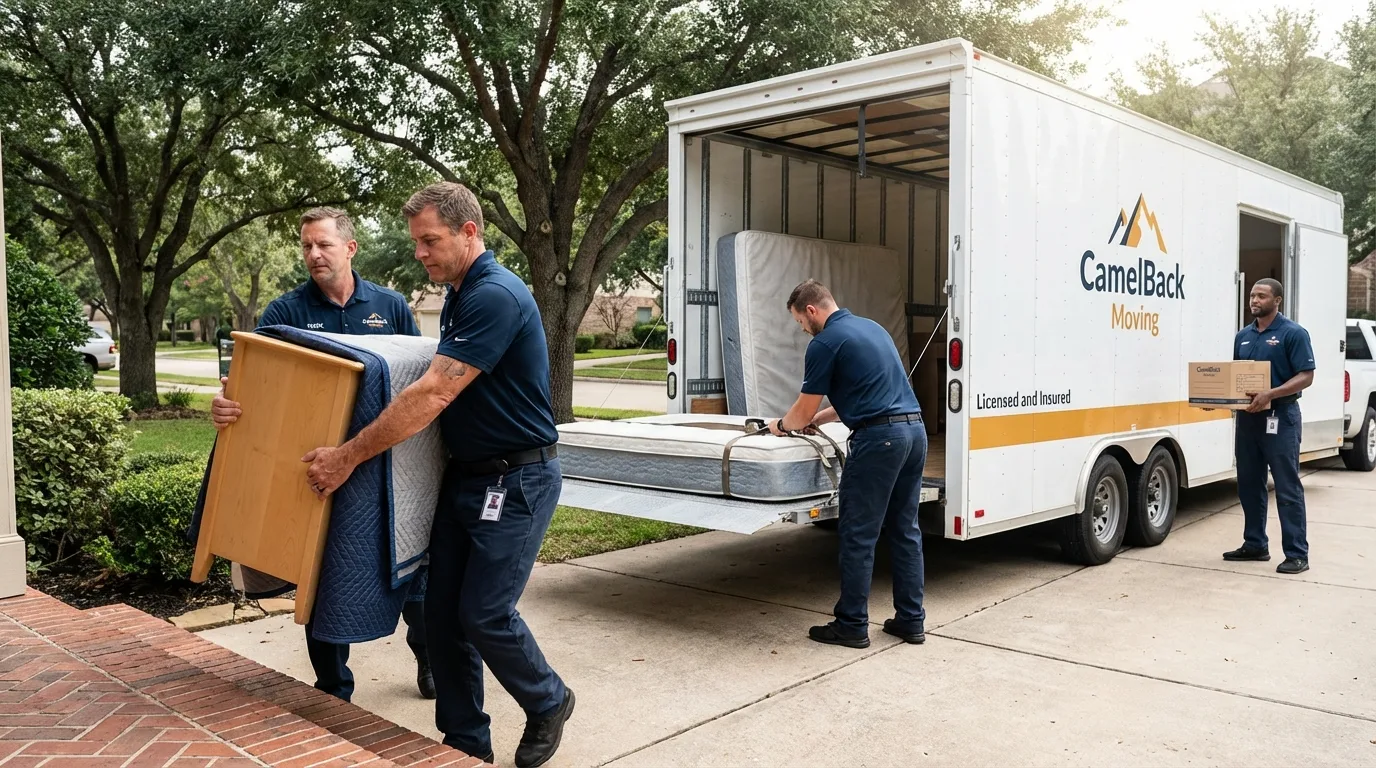 Crew loading residential truck for cross-state move from Mills, WY