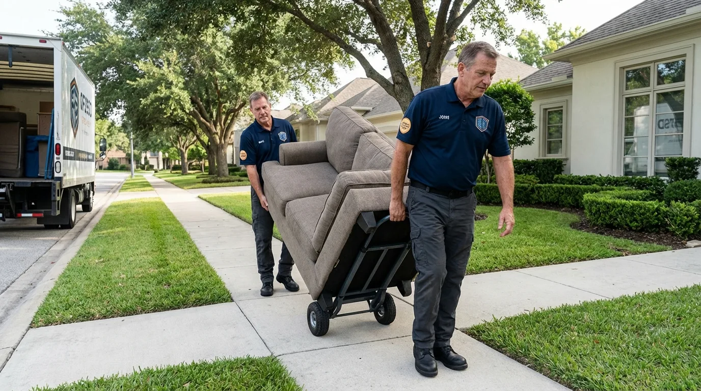 Local residential moving crew loading furniture in Mills, WY